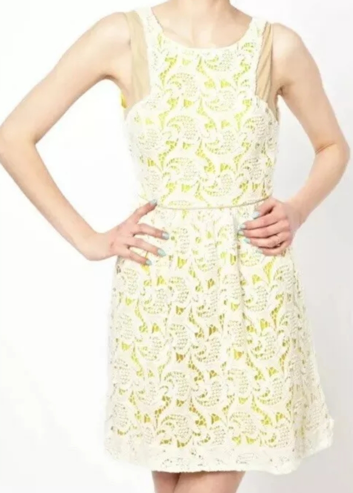 Greylin Valencia Lace Fit and Flare Dress Sz Small